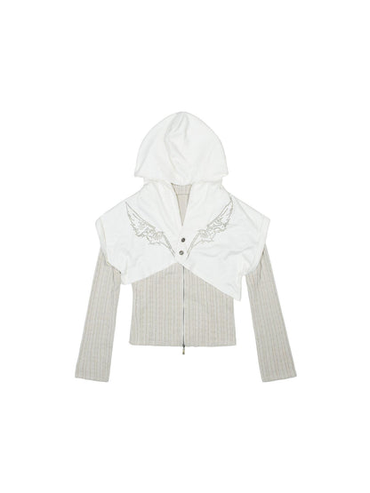 ARIADNAw Ariadna Winged Diamond Punk Hooded Streetwear Jacket