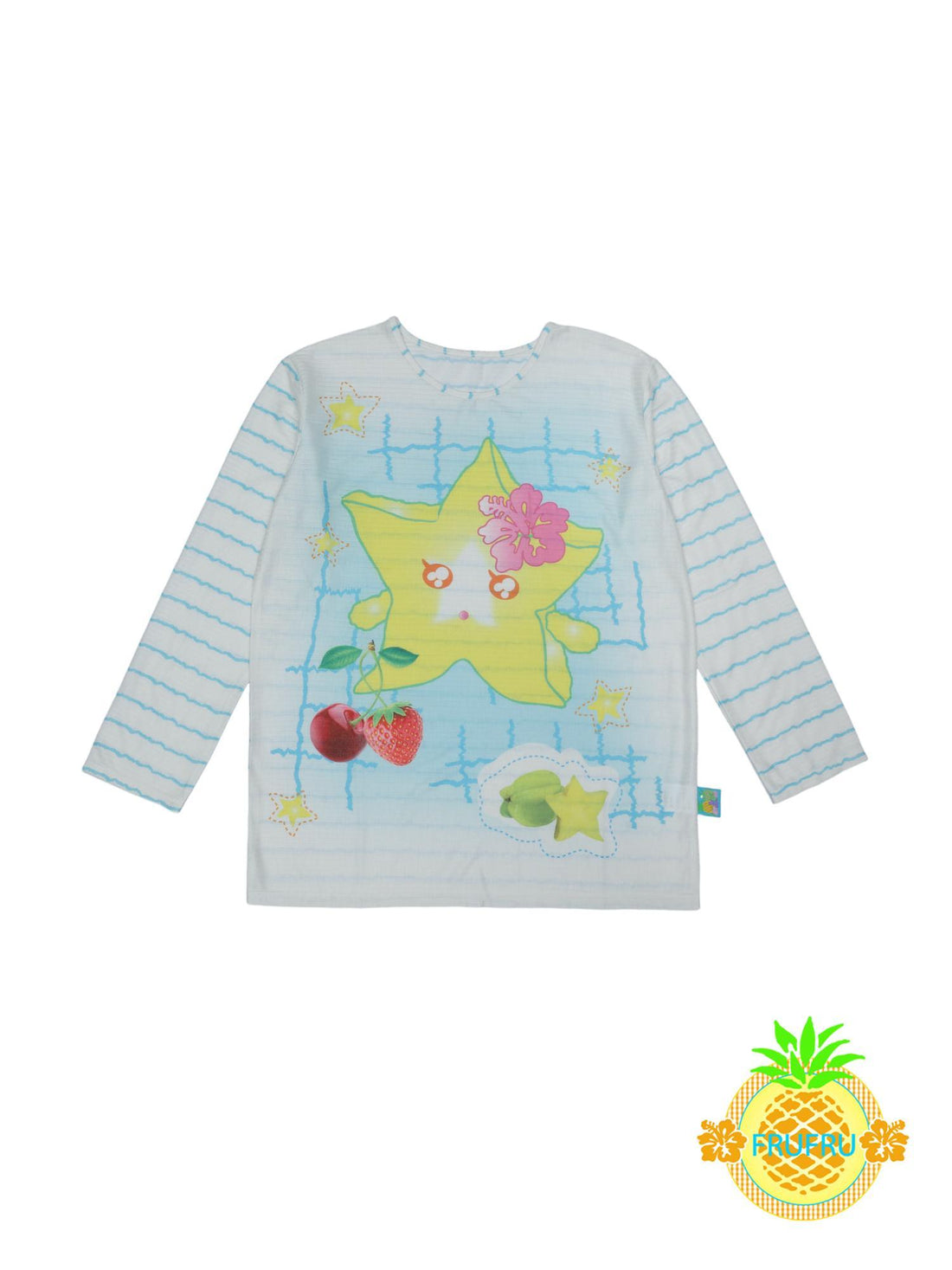 Frufru Gulu Hawaiian Dream Cartoon Starfruit Print Long Sleeve T Shirt For Women