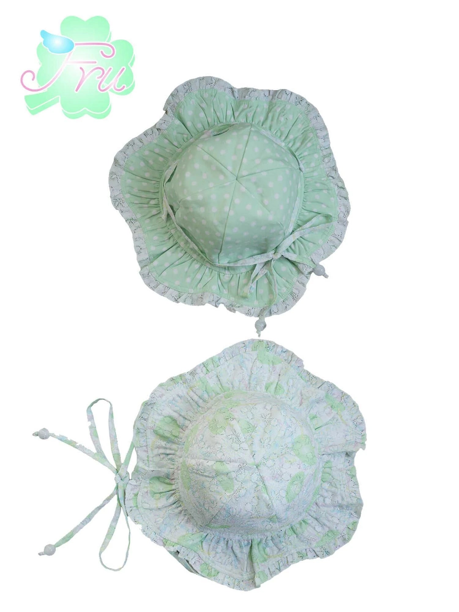 Summer Lace Print Sun Hat For Girls White Reversible 63cm