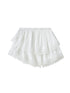 DIDDI MODA Lace Tiered Flared Skirt Irregular Hem Double Layer