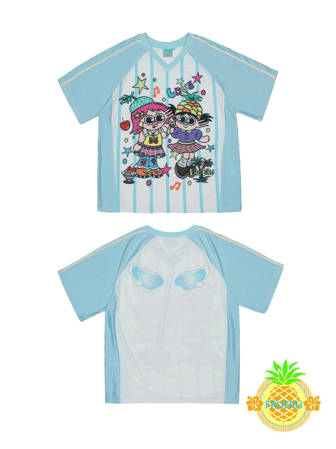 Frufru Gulu Hawaiian Dream Vintage Print Loose Baseball Tee