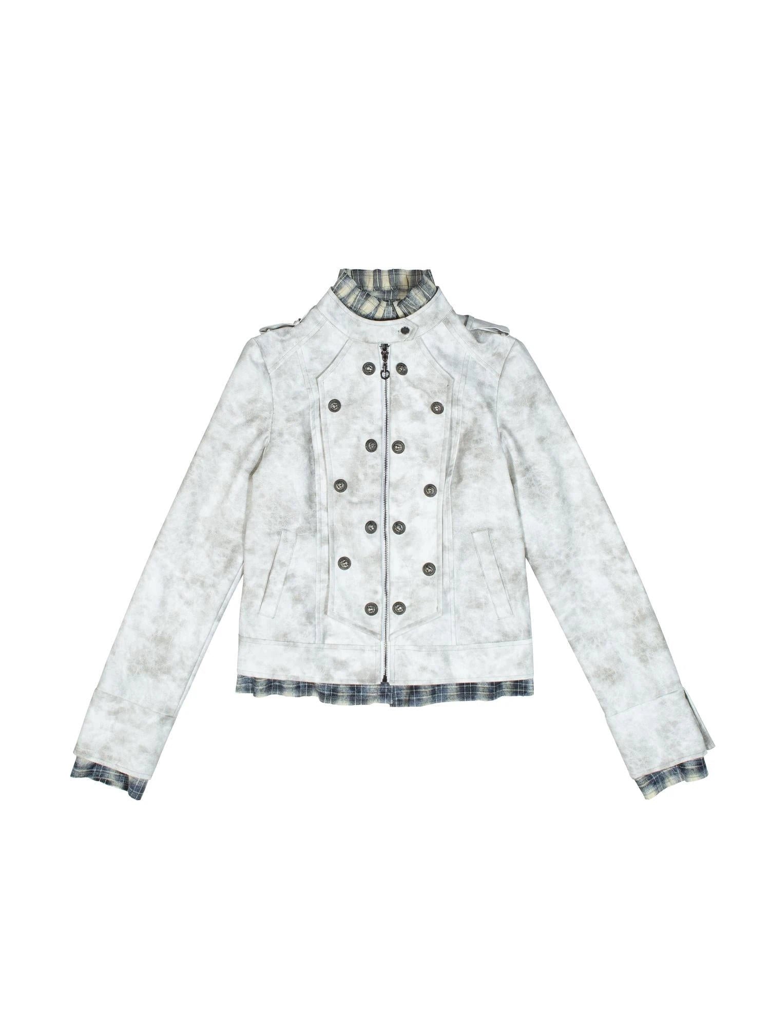 Industrial Punk Leather Jacket Set Edgy Women Winter Rockwear