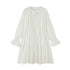 DIDDI MODA Floral Lace Trim Embroidered Shirt Dress