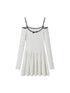 DIDDI MODA Butterfly Dot Colorblock Off Shoulder Knit Dress