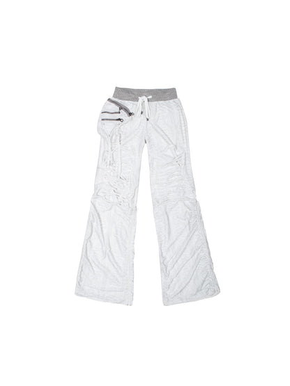ARIADNAw Y2K Low Rise Ripped Wide Leg Punk Denim Pants