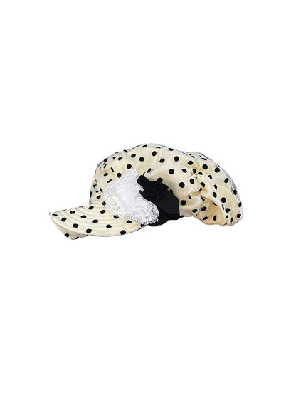 Ttsunami Yellow Polka Dot Floral Bubble Cute Beret Hat