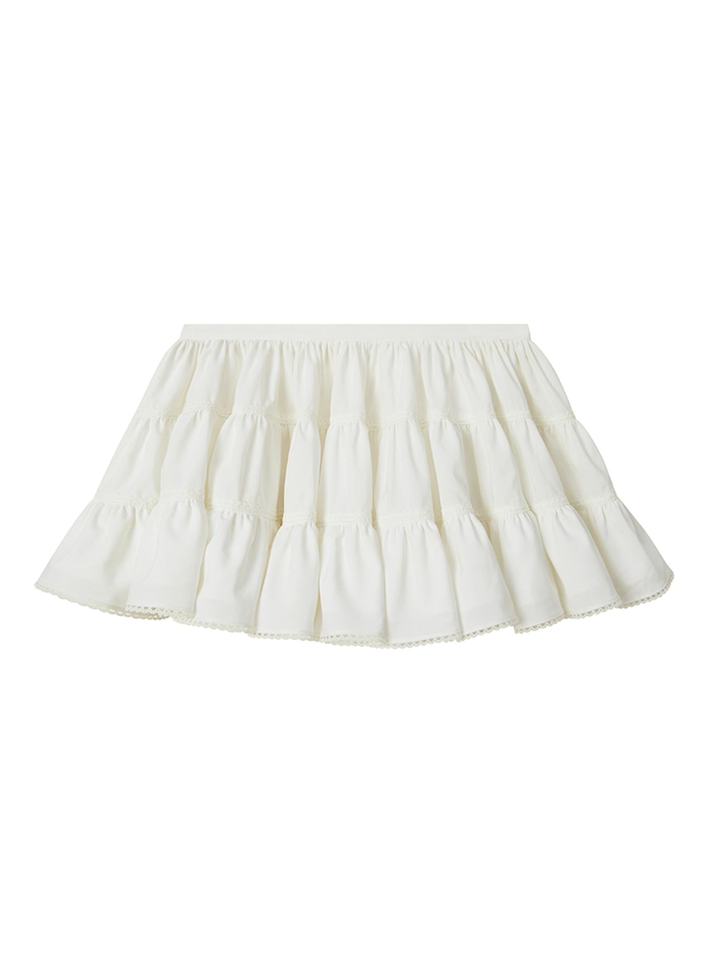DIDDI MODA Lace Trimmed Layered Ruffle Skirt