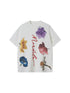 DIDDI MODA Floral Flock Abstract Letter Print Summer T Shirt