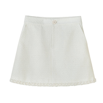 DIDDI MODA Classic High Waist A Line Skirt Slimming Black Beige