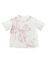 WSW WUSHENWU Cloud Hidden Cherry Blossom Lace Bow Cutout Strap Tee