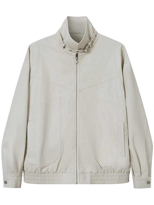 Deconstructed Bow Embroidered Oversized Pu Leather Jacket