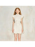DIDDI MODA New Chinese Knot Bubble Sleeve Hollow Waist Ruffle Dress