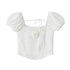 DIDDI MODA Rose Pure Knit Top With Puff Sleeves And Square Neck