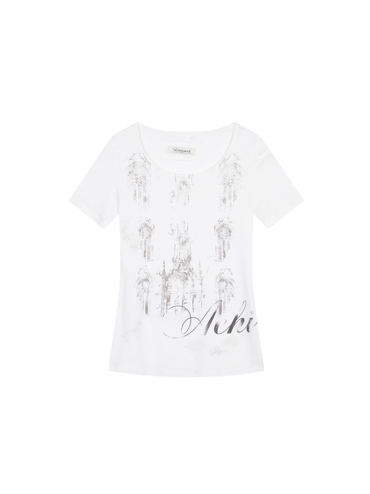 Achihara Romantic Print Modal Cotton Stretch Knit T-Shirt