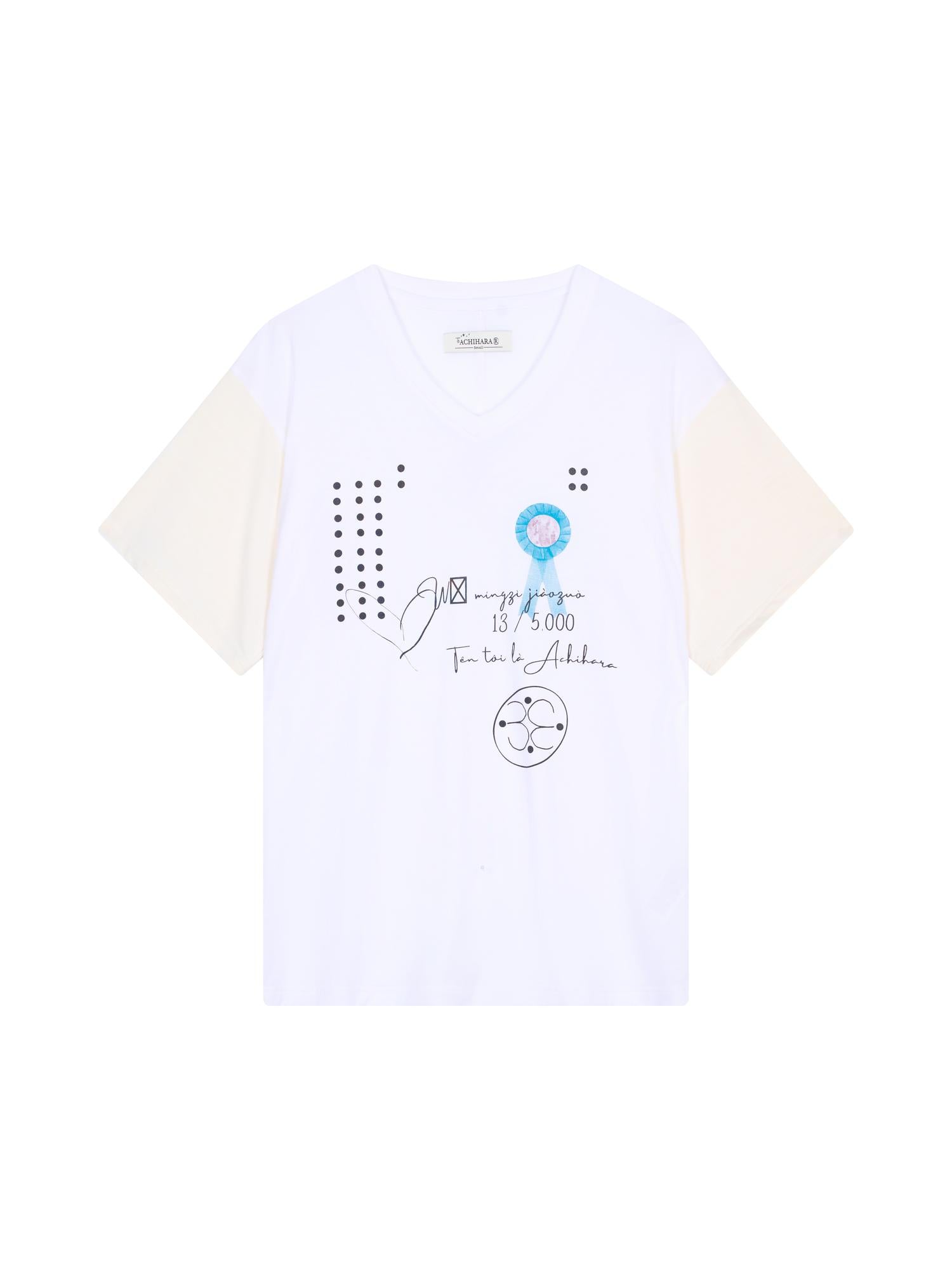 Achihara Lyocell Stretch Knit V-Neck Tee Rock Malt Star
