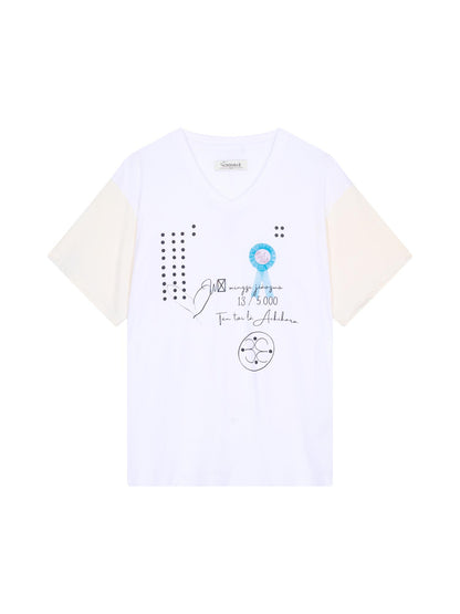 Achihara Lyocell Stretch Knit V-Neck Tee Rock Malt Star