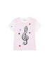 Achihara Music Button Embroidered Tc Fabric Short Sleeve T-Shirt