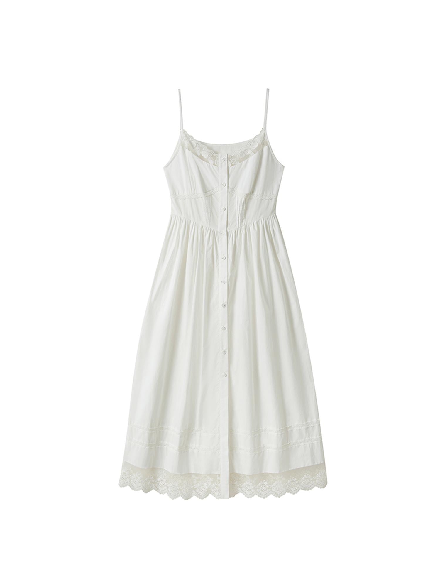 DIDDI MODA Lace Overlay Slip Dress With Floral Embroidery