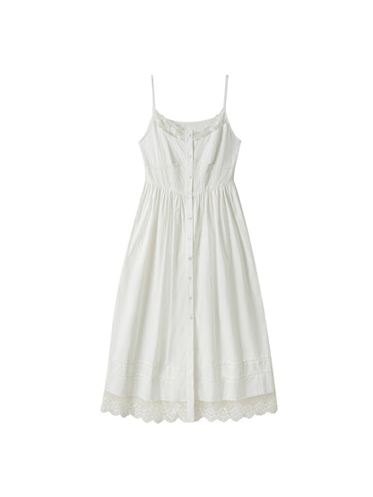 DIDDI MODA Lace Overlay Slip Dress With Floral Embroidery