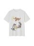 DIDDI MODA Playful Kittens Floral Print Relaxed Tee
