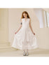 DIDDI MODA Elegant V Neck Lace Trimmed Sheer Maxi Dress