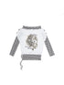 ARIADNAw Punk Y2k Cross Print Stripe Spliced Long Sleeve Sport Shirt