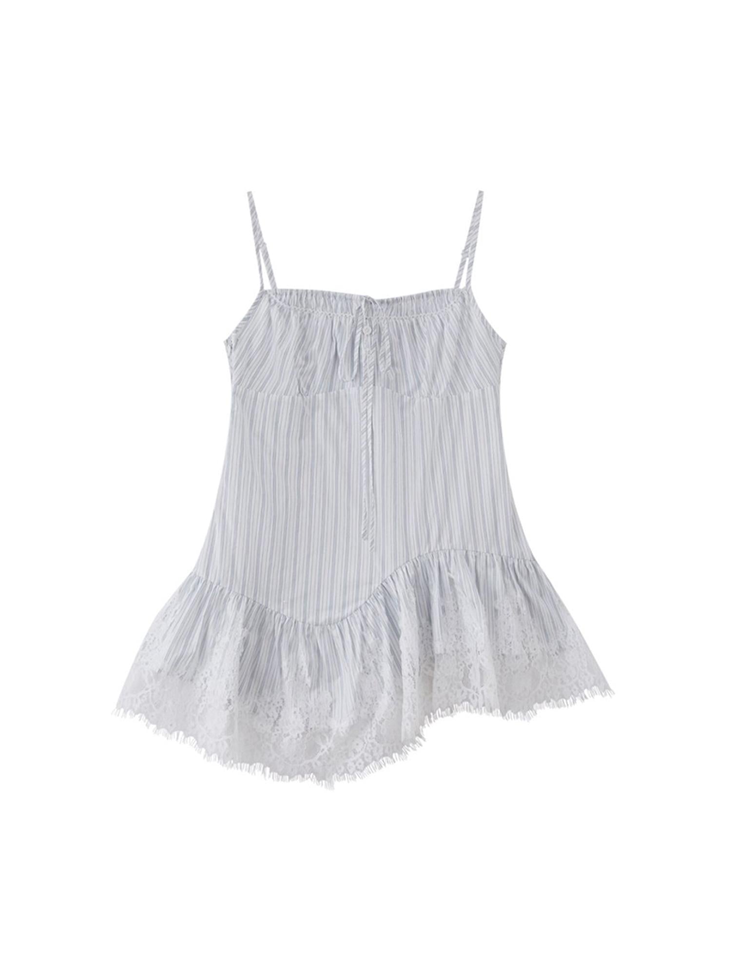 DIDDI MODA Elegant Ruffled Lace Camisole With Adjustable Drawstring
