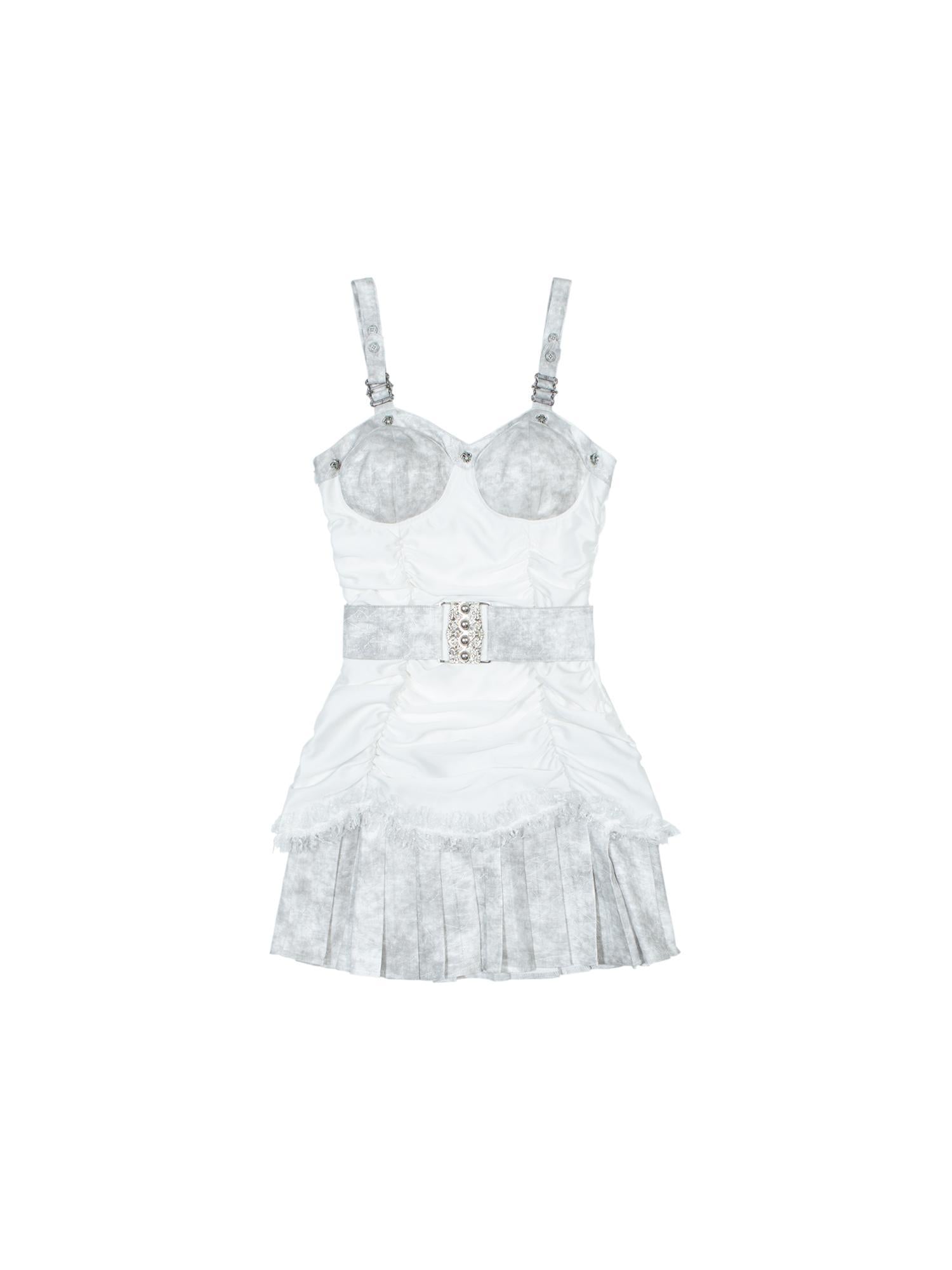 ARIADNAw Punk Inspired Satin Ruffle Layered Dress Edgy Versatile