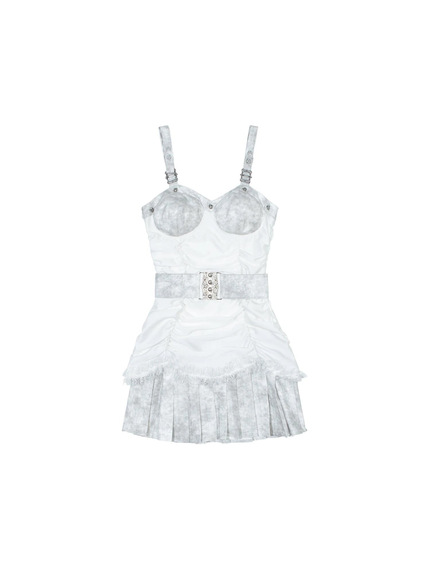 Punk Inspired Satin Ruffle Layered Dress Edgy Versatile