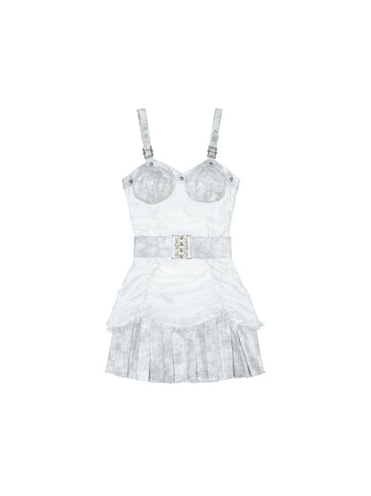 Punk Inspired Satin Ruffle Layered Dress Edgy Versatile