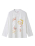 DIDDI MODA Floral Shell Print Loose Fit Long Sleeve Tee