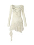Sheer Lace Punk Print Hooded Knit Dress