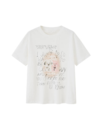 DIDDI MODA Vintage Cartoon Puppy Tee