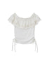 DIDDI MODA Butterfly Lace Wave Hem Crop Top