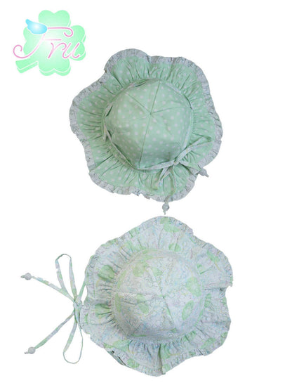 Frufru Gulu Summer Lace Print Sun Hat For Girls White Reversible 63cm