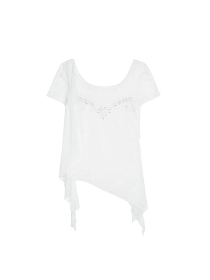 ARIADNAw Ethereal Wings Diamond Mesh Top With Leopard Print