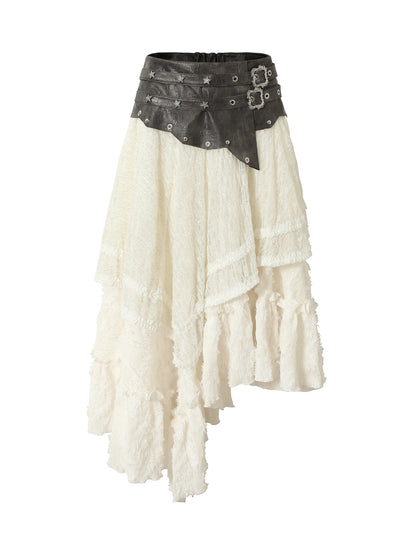 Punk Lace Bustier Skirt Two-Way Wrap Gothic Plaid Dresses