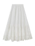 Elegant 3D Wave Lace Embroidered Split Hem Skirt