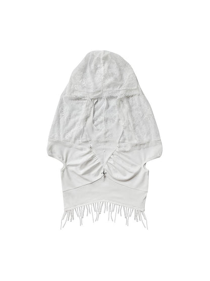 WSW WUSHENWU Sunlight Lace Dream White Elegant Crop Top