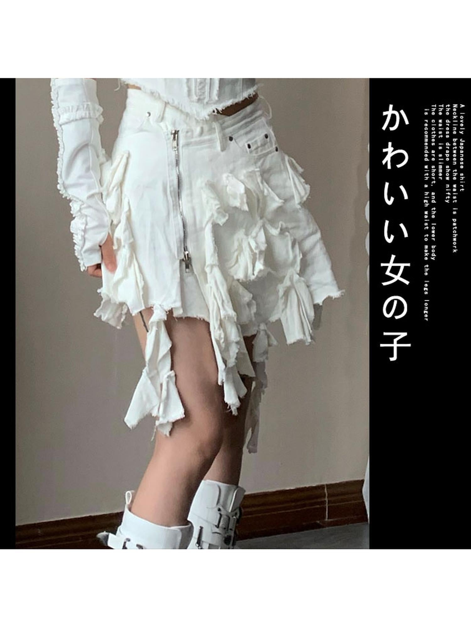 WSW WUSHENWU Y2K Cross Lace Denim Mini Skirt