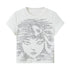 DIDDI MODA Sparkling Abstract Face Crop Tee With Rhinestones