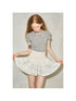 DIDDI MODA Pearl Necklace Print Knitted Pleated Skirt