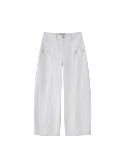 DIDDI MODA Laser Cut Floral Embroidered Curve Jeans