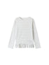 atrandom Loose Long Sleeve Lace Embroidered Striped Layering Top Blouse
