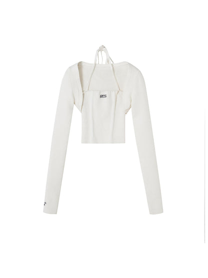 SweetChilling Sexy Knit Tube Top Set With Lace-Up Neckline &amp; Sleeves - Bodysuit