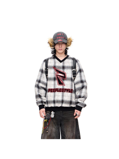 Peoplesense Plaid Polar Fleece Detachable Thermal Couple Oversized Sweatshirt