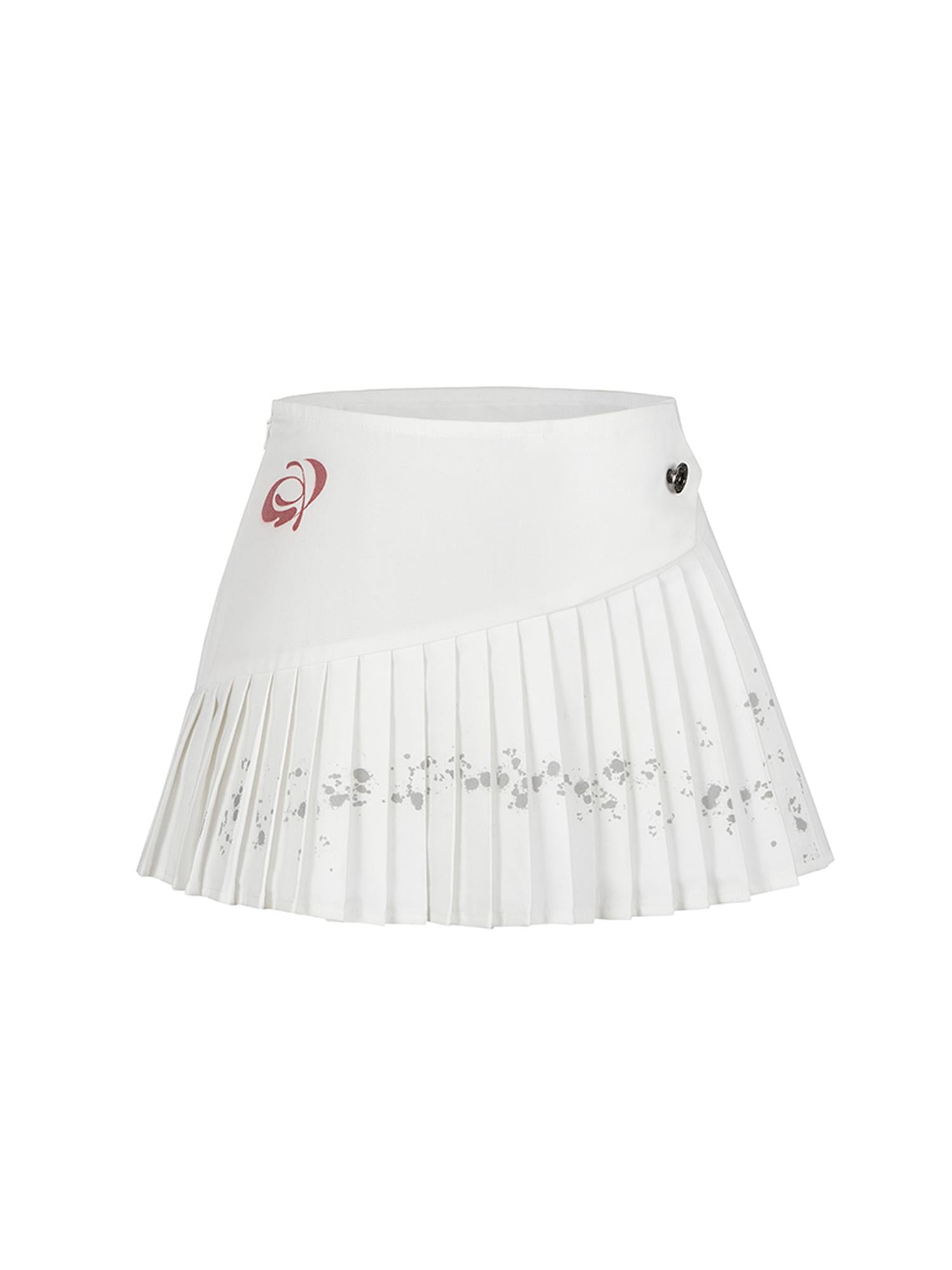 STRIKE A POSE Asym Ink Print Pleated Mini Skirt Urban Chic A-Line Dresses