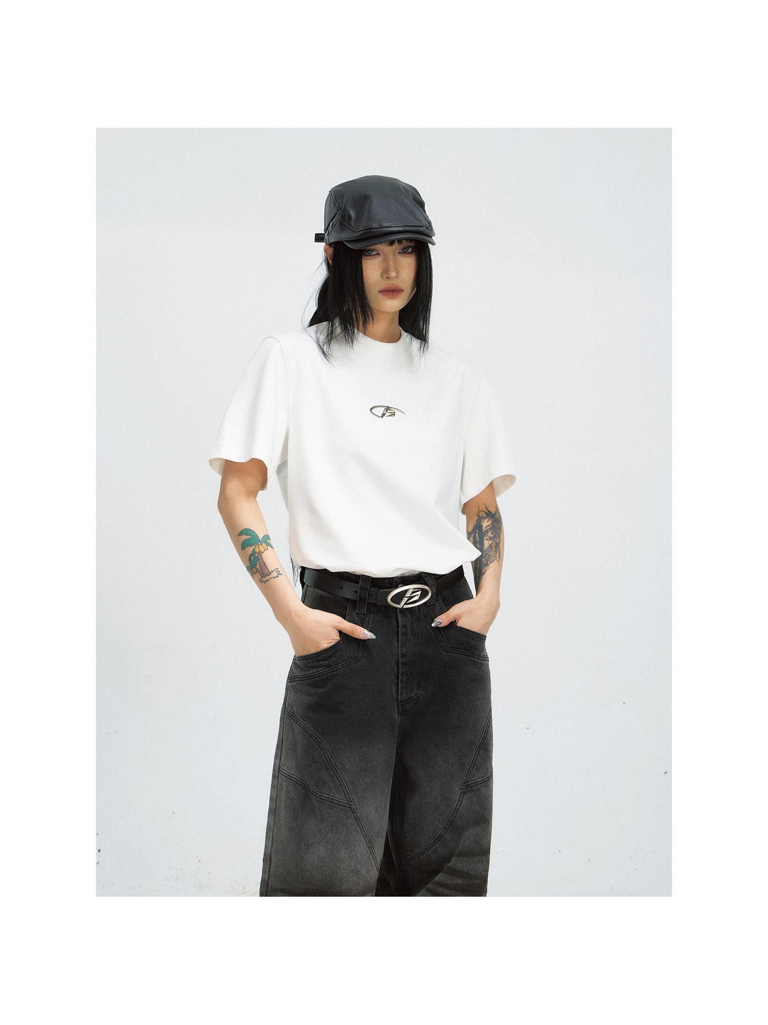 Peoplesense Basic Metal Logo Slim Fit Cotton Tee