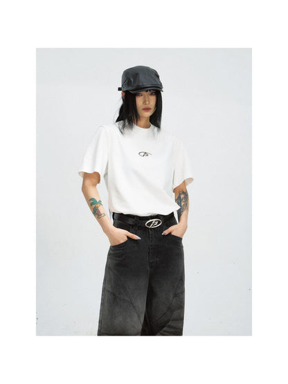 Peoplesense Basic Metal Logo Slim Fit Cotton Tee