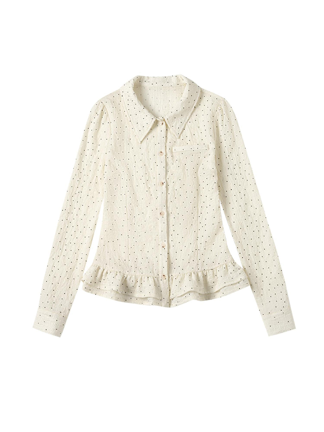 MOMSYCAN FOX LINE Pixel Penitence Two Thousand Twenty Five Spring Dot Blouse Long Sleeve Loose Fit